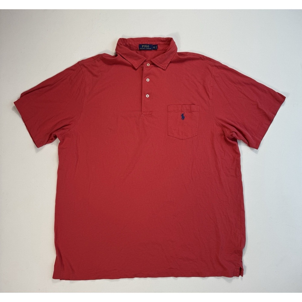 Polo Ralph Lauren Men 2XLT Red Pocket Polo Shirt Cotton Classic Golf Big & Tall